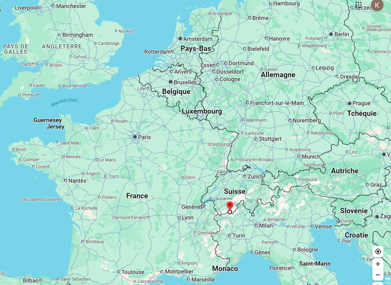 Zermatt location in Europe Google map