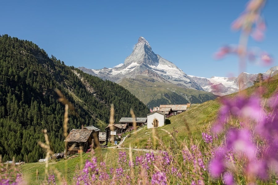 Blick auf das Matterhorn von Findeln aus